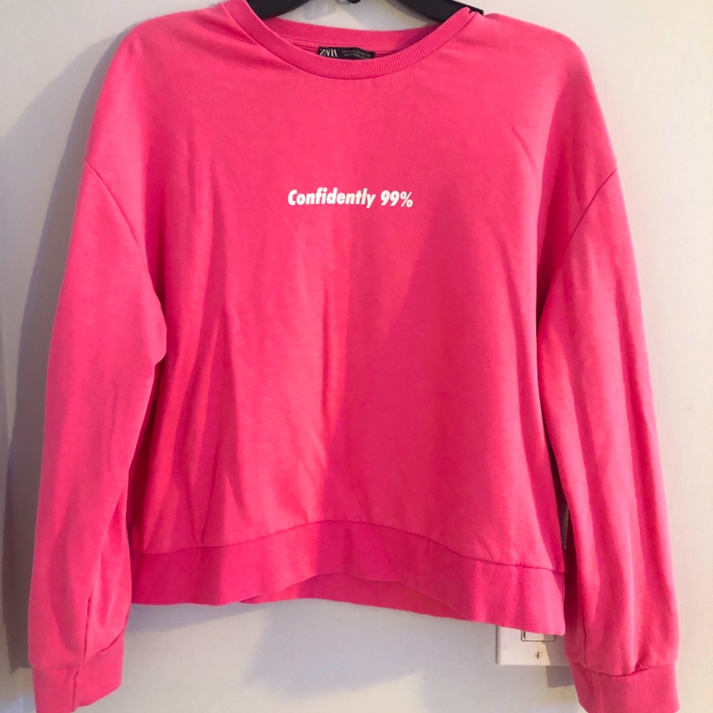 Zara Confidently 99% Pink Crewneck